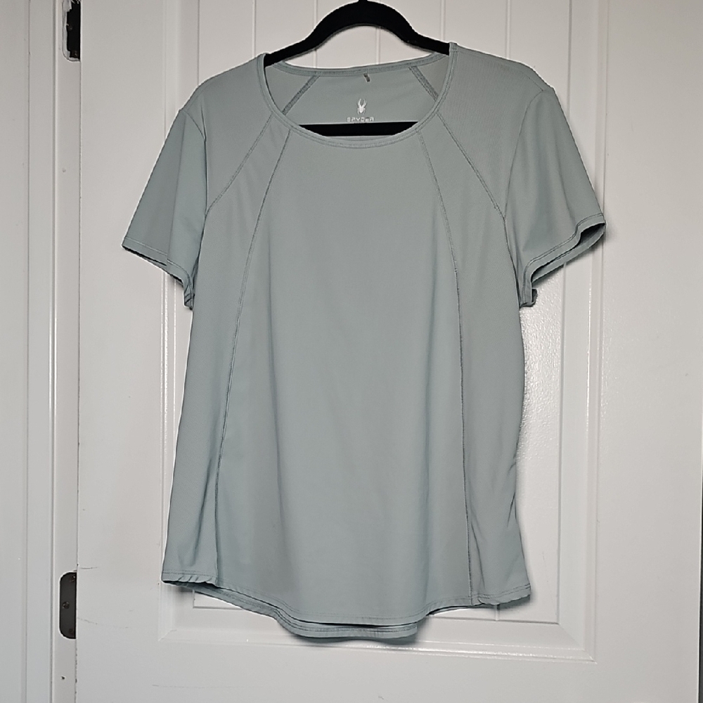 Spyder XL Grey Short Sleeve Activewear Top, Moisture Wicking